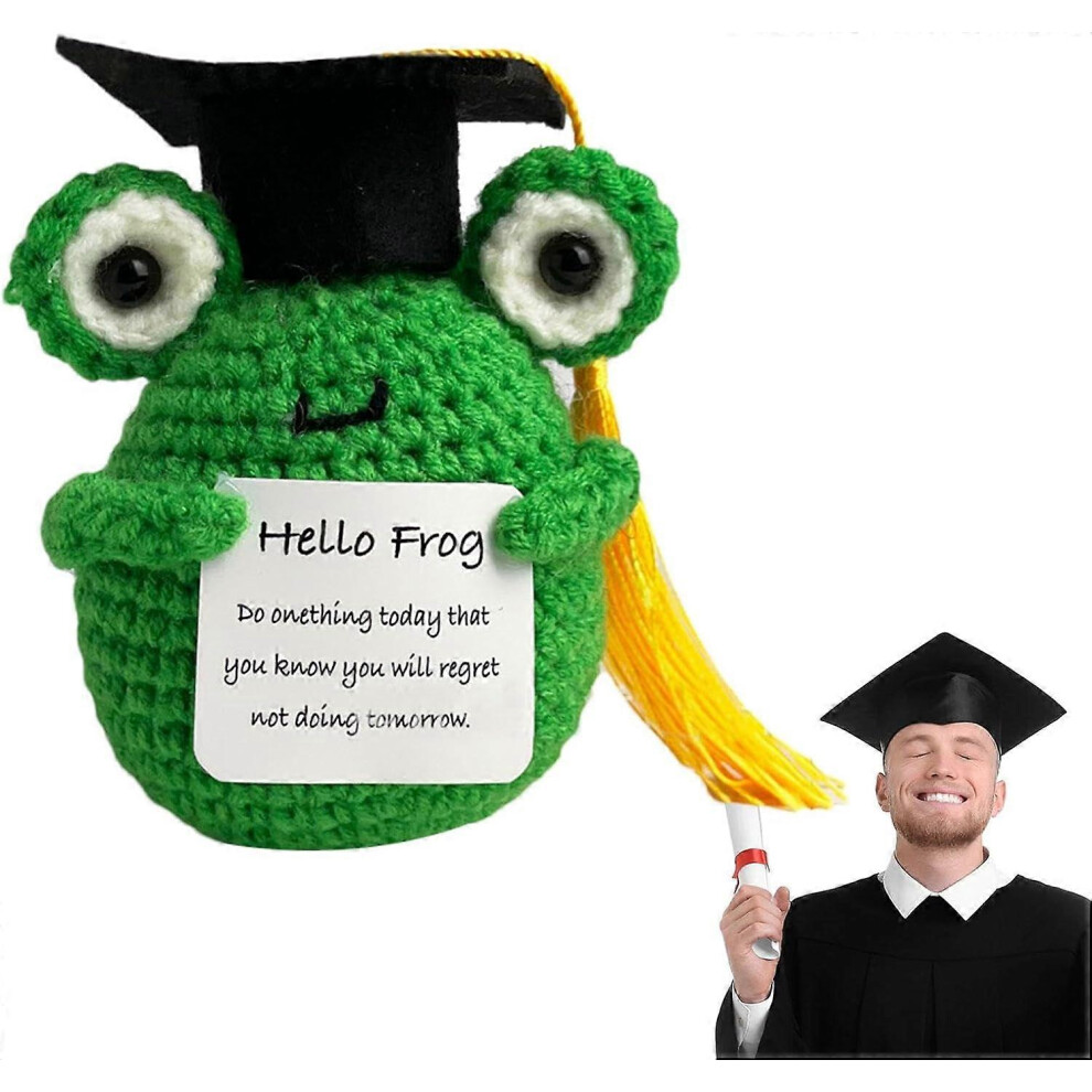 (Frog) Graduation Gift Emotional Support Potato,Mini Funny Positive Potatoes, 3 inch Knitted Potato Toy with Card Gifts for College Graduates