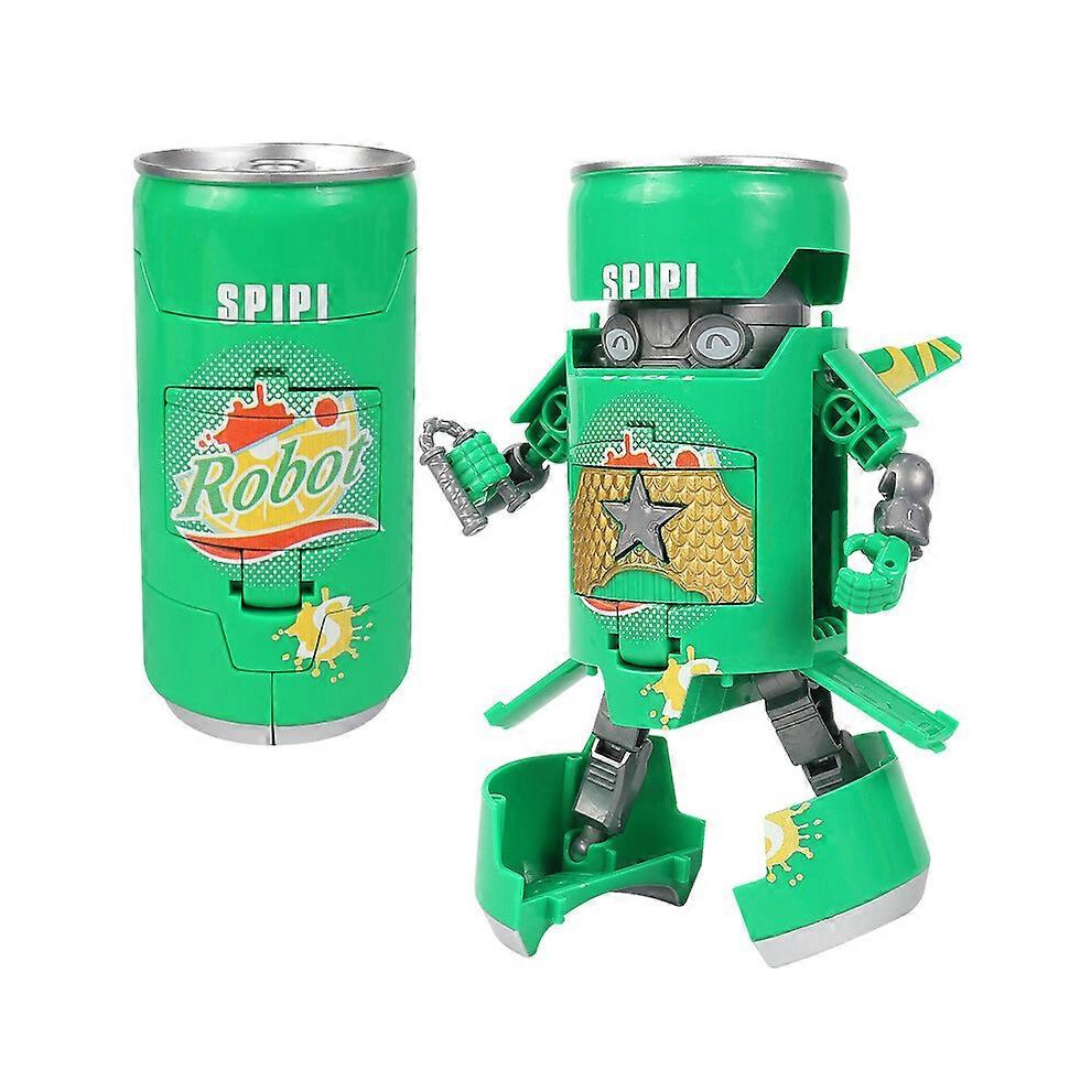 (Green) Novelty Creative Superman Deformation Soda Samurai Robot Drink Can Deformation Toys Gift for Kid Boys