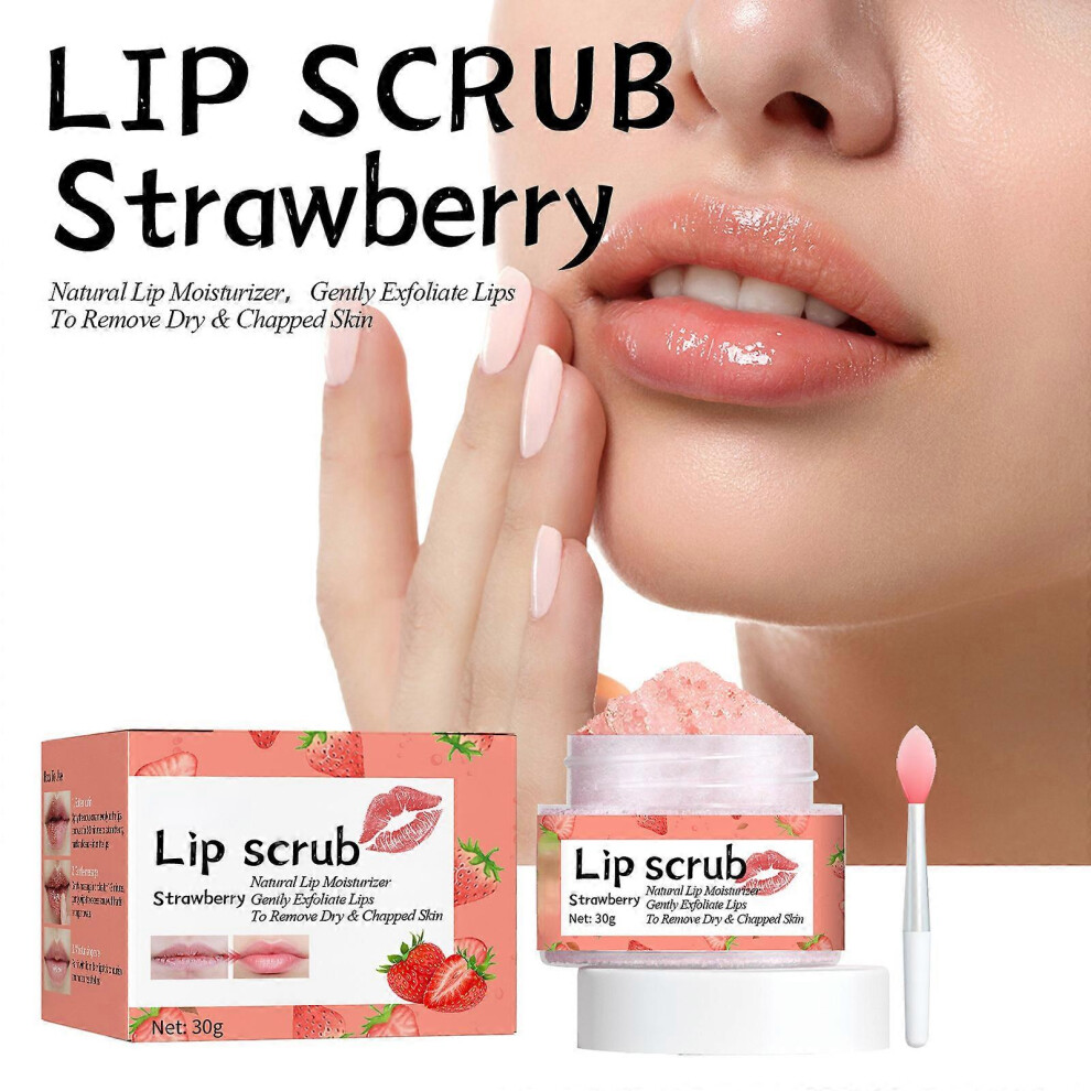 (Strawberry) Lip Scrub, Lip Scrubs Exfoliator, Sugar Lip Polish, Lip Exfoliator Scrubber for Chapped and Dry Lips, Lip Moisturizer