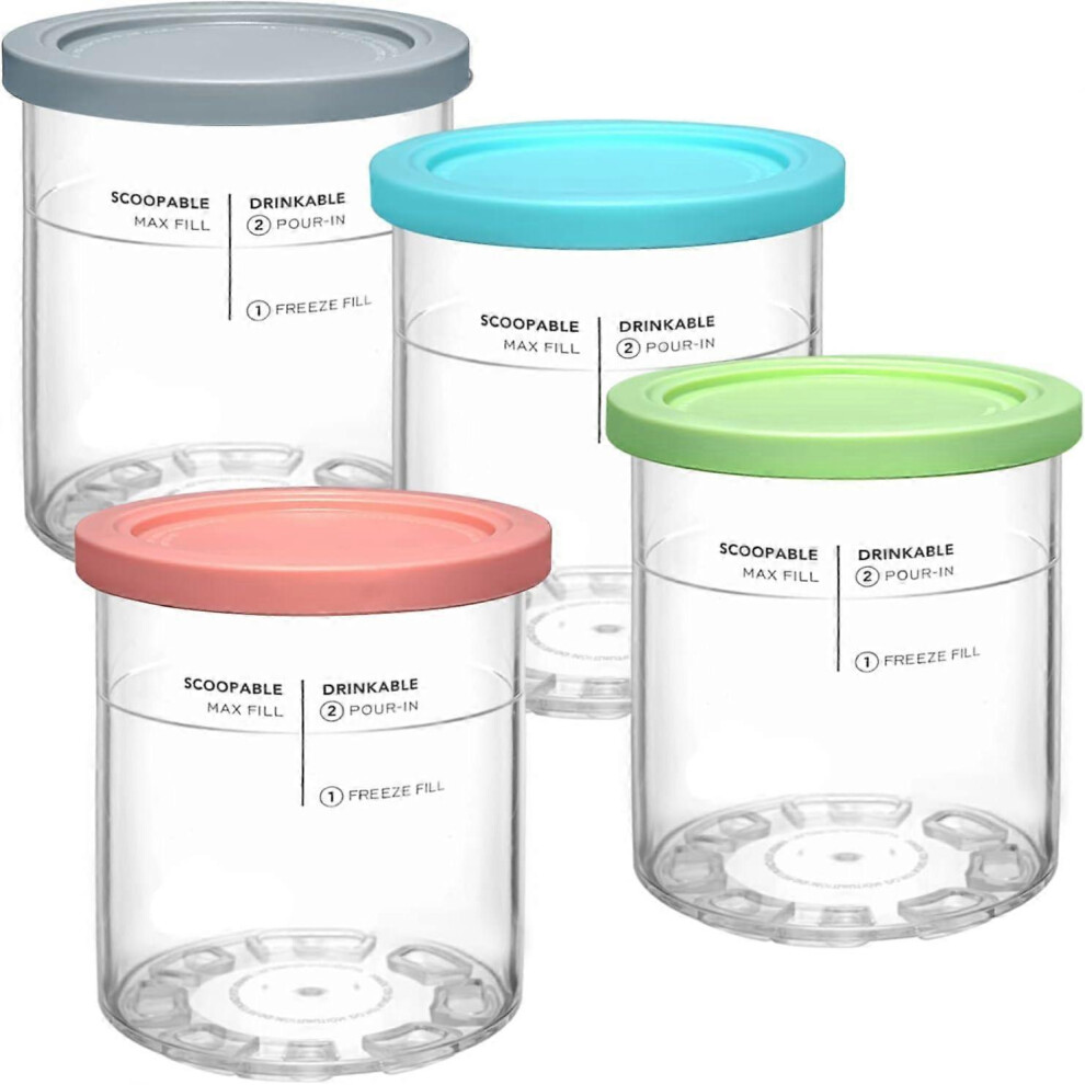 Ice Cream Pints Compatible with Ninja NC501 NC500 Series Creami Deluxe Ice Cream Maker,4 Pack Ice Cream Containers with Lids Replacements