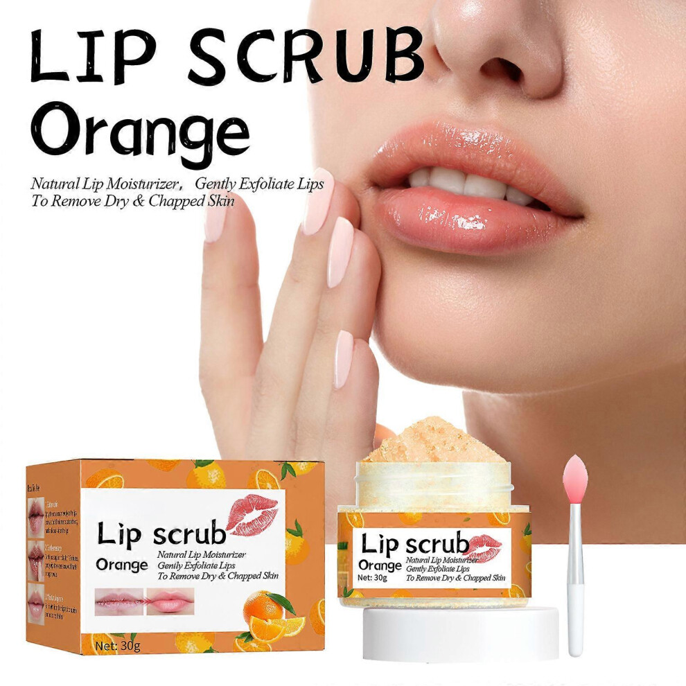 (Orange) Lip Scrub, Lip Scrubs Exfoliator, Sugar Lip Polish, Lip Exfoliator Scrubber for Chapped and Dry Lips, Lip Moisturizer