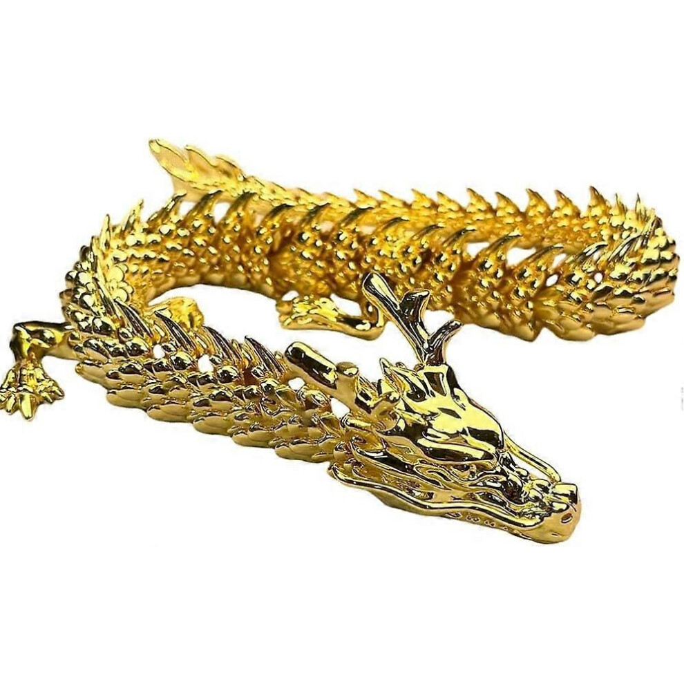 Gold Dragon with Movable Joints,hinese Gold feng Shui Dragon Statue,Chinese Zodiac Dragon Collectible Figurines,Home Office Decor
