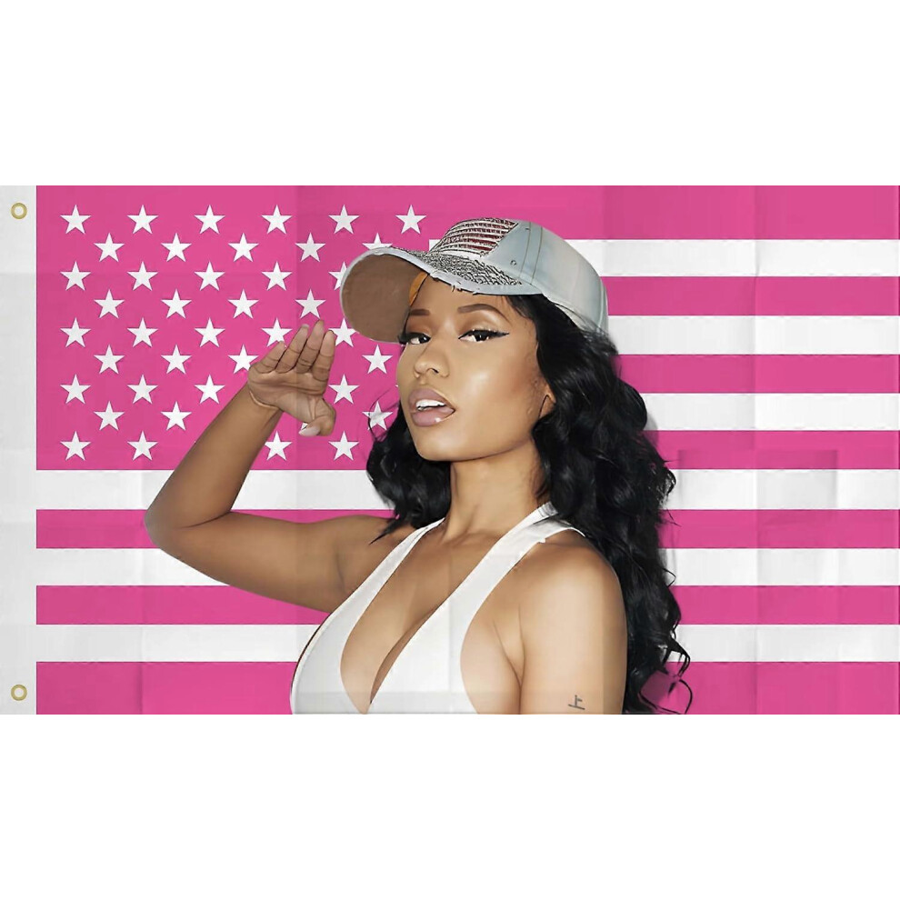 Nicki Singer Rapper Flag Tapestry, American Singer Minaj Barb USA Salute Flag for Home College Dorm Decor 3x5 FT