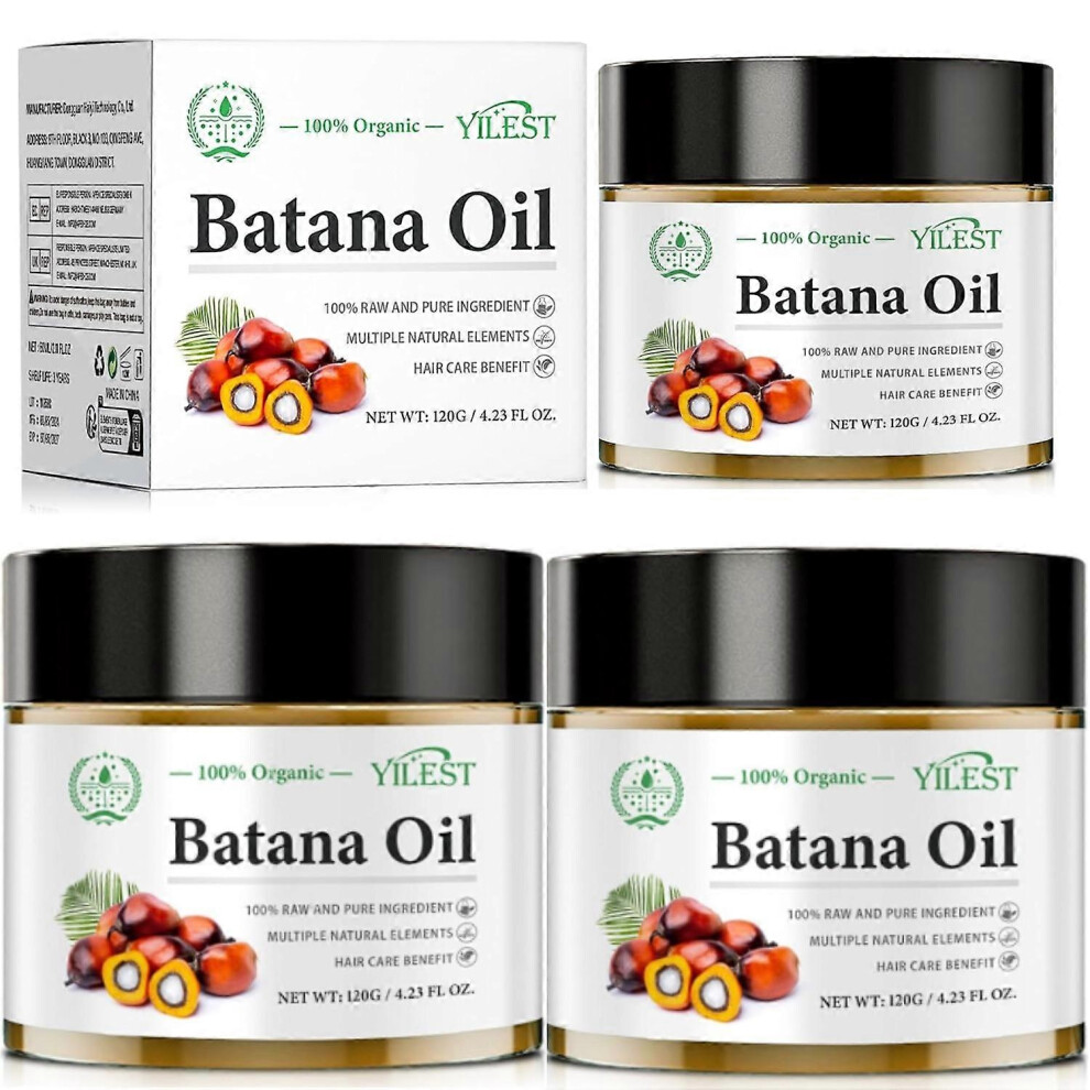 (3pcs) 100% Natural Organic Batana Oil Hair Growth Mask, Enhance Hair Thickness, Prevent Hair Loss Nourishes Damaged Dry Hair for Men & Women