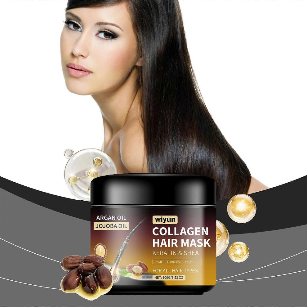 (1pcs) Collagen Hair Mask Essence, 100g Collagen Hair Deep Repair Conditioning Argan Oil - Intensive Moisturizing, Hydrating, and Nourishing