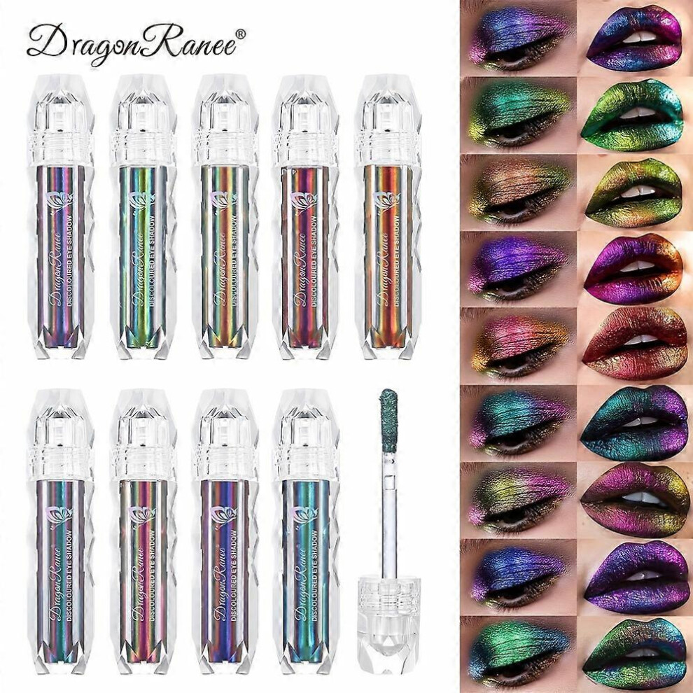 9 Colors Chameleon Eyeshadow Liquid, Chameleon Metallic Lip Gloss, Face And Lips Highlight Brighten, High Shine, Long-Lasting