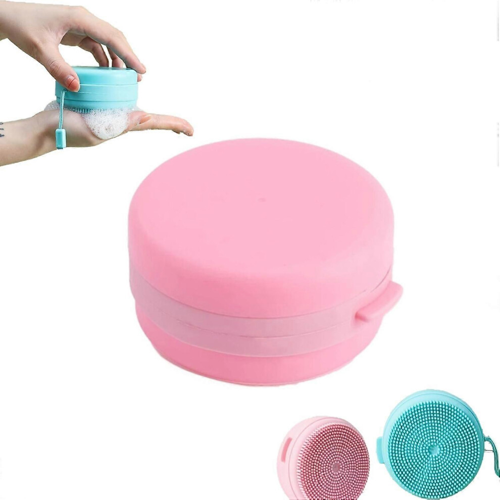 (PINK) Silicone Bath Brush Shower Body Scrubber Exfoliating Brush Skin-Friendly Multi-Function Household Massage Bathing Brush