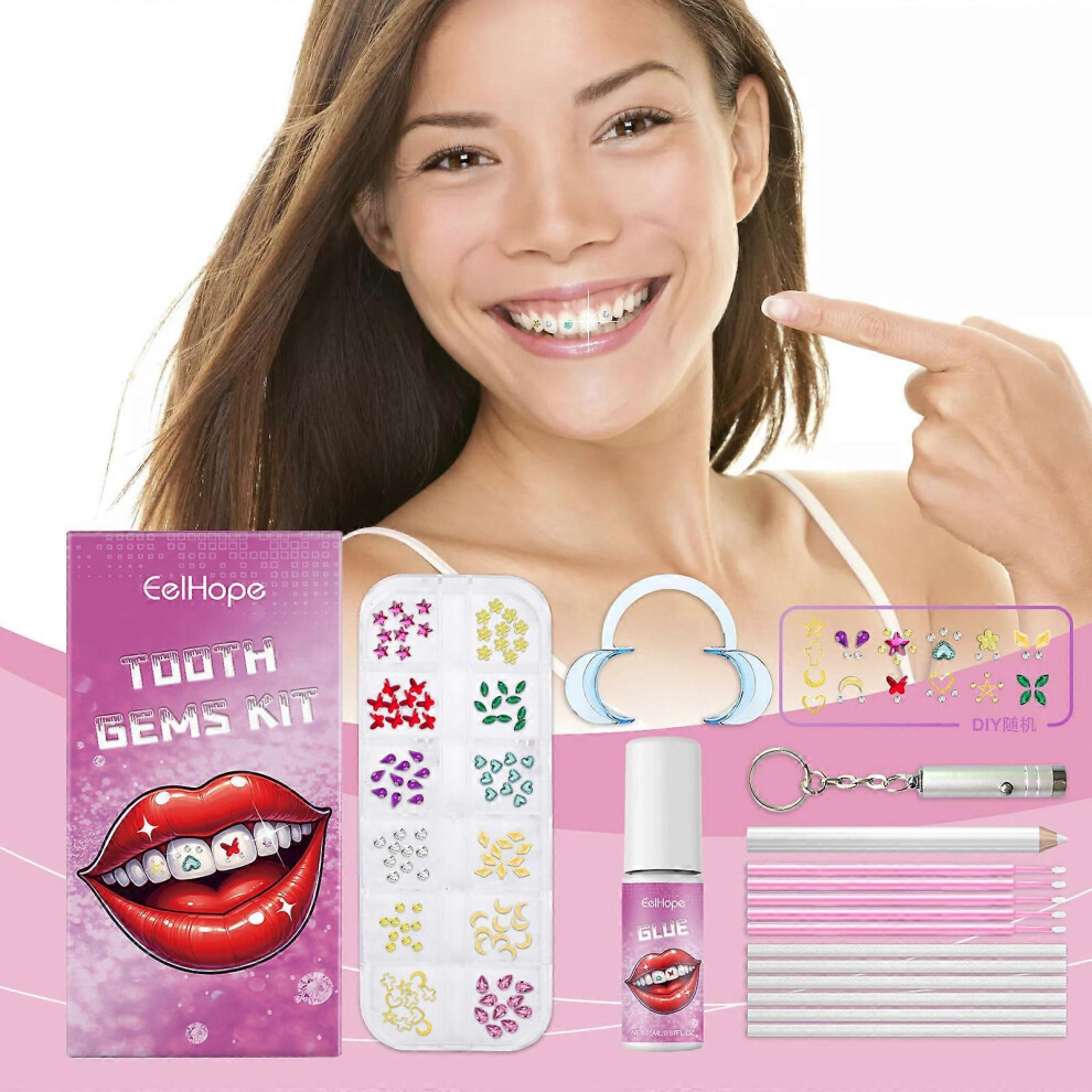 (2 Set) Tooth Gem Kit, DIY Tooth Gem Kit with Curing Light And Glue, Unleash Your Sparkly Smile