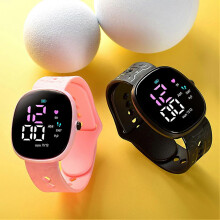 (Black)M12 Electronic Watch Life Waterproof Fashion Accessories LED Large Digital Screen Boys Girls Luminous LED Sports Digital Watch for Daily Wear