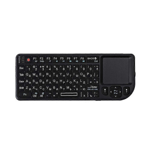 (Russian,Black)A8 2.4GHz Mini Backlit Wireless Keyboard Air Mouse Touchpad for Projector TV Box