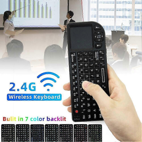 (Russian,Black)A8 2.4GHz Mini Backlit Wireless Keyboard Air Mouse Touchpad for Projector TV Box 1