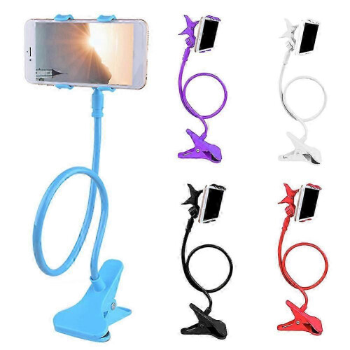 (White)Universal 360 Degree Rotation Clip On Mobile Phone Tablet Stand Holder Bracket 1