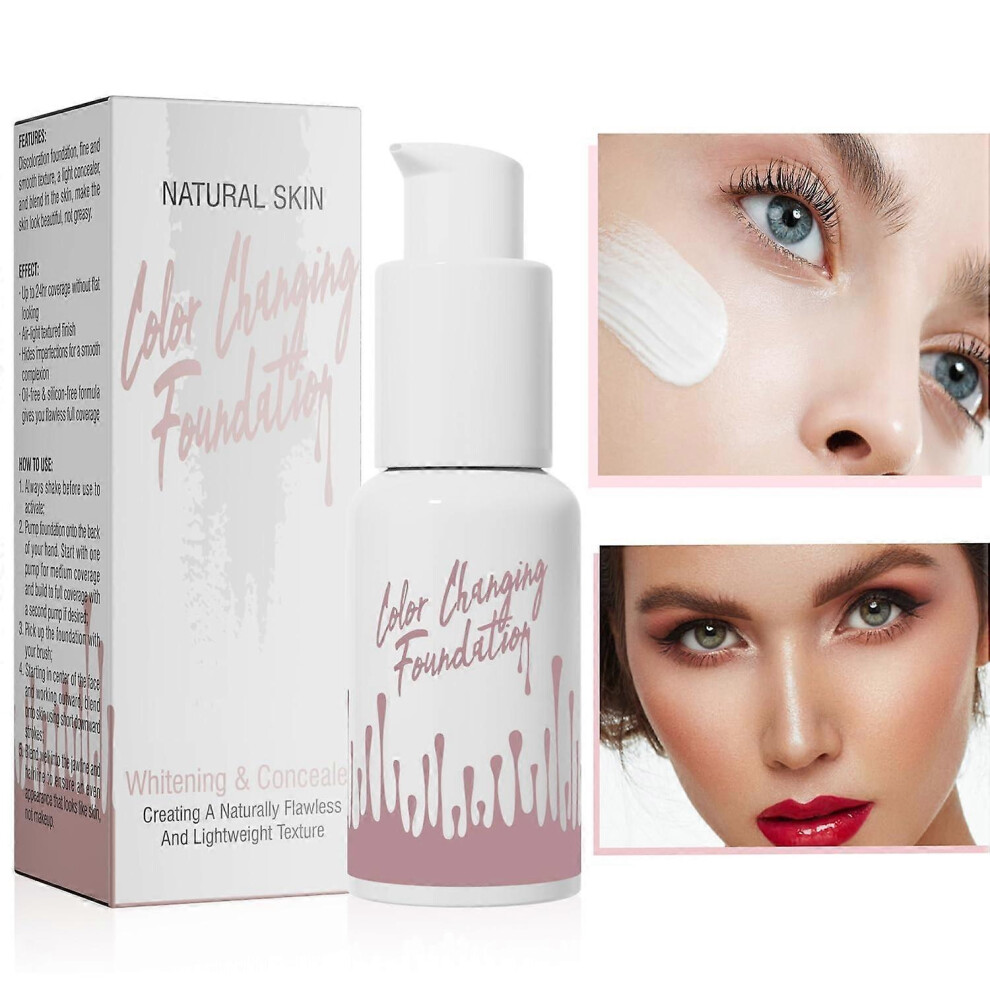 (3pcs) Color Changing Foundation, Base Nude Face Liquid Cover Concealer, Waterproof Sweatproof Flawless Full Coverage Long Lasting Natural Color Face Primer