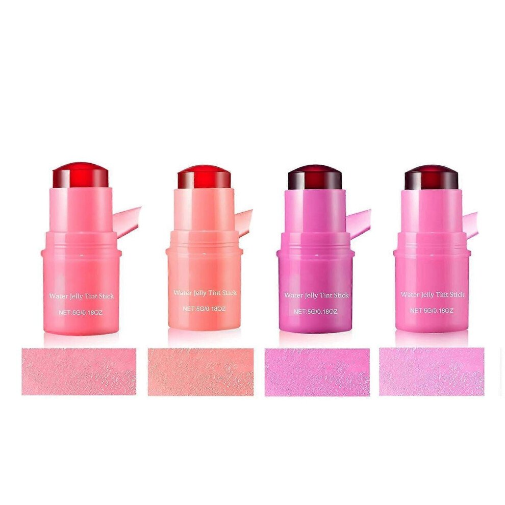 (4Pcs ABCD) Milk Makeup Cooling Water Jelly Tint Lip,Cooling Water Tint,Sheer Lip & Cheek Stain-Buildable Watercolor Finish Lip Tint Gift for Women and Girls