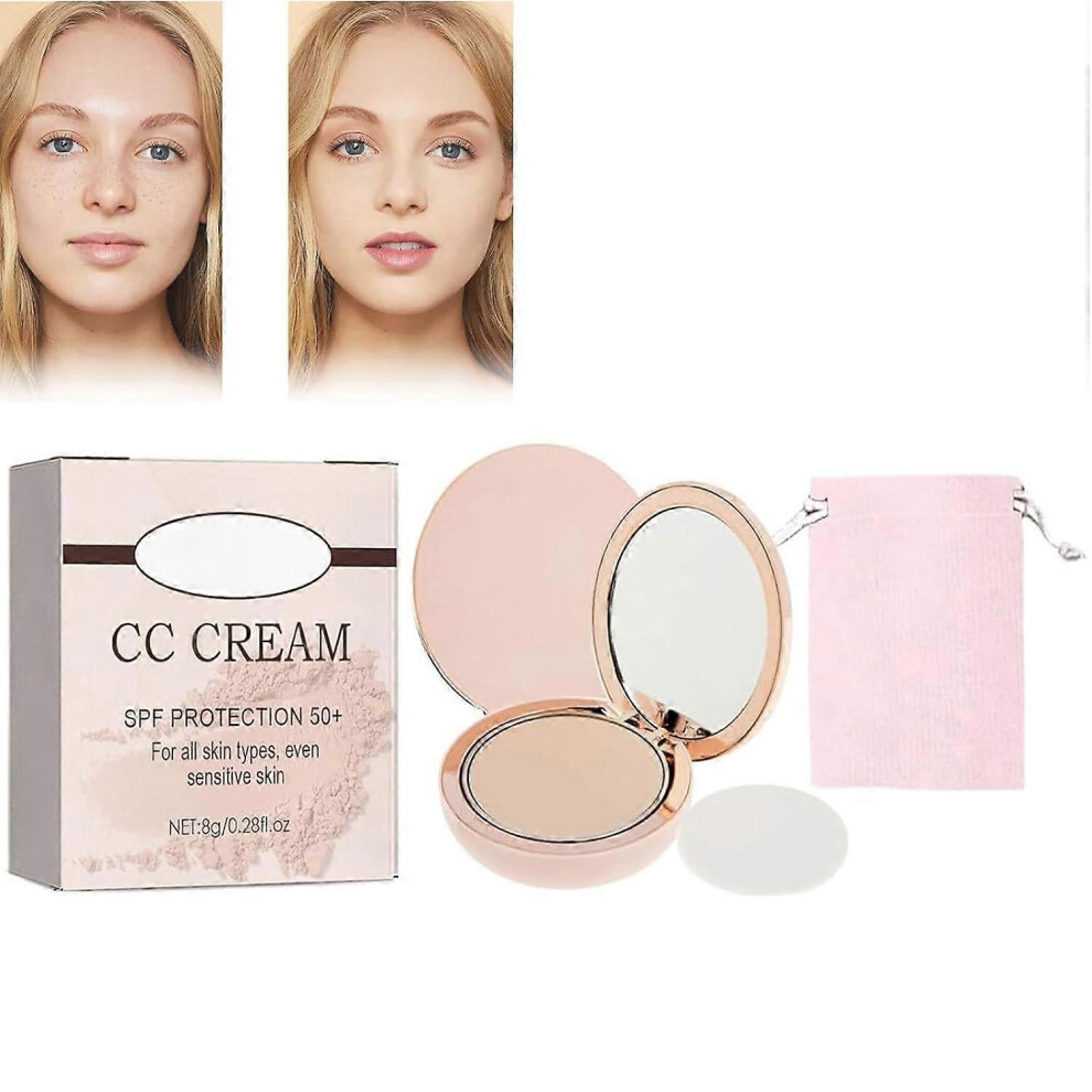(Ivory) Always Divina Illumina CC Creamy Compact Spf 50, Waterproof Concealer Powder,Oil-Free Matte Full-Coverage Foundation, for all skin types with Mirror &