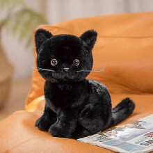 (26cm,black)Simulation Plush Cartoon Cats Sitting Cute Animal Toy Grey Yellow Black White Colors Kitten Doll Boys Girls Gift