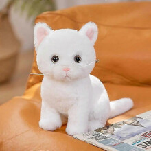 (26cm,white)Simulation Plush Cartoon Cats Sitting Cute Animal Toy Grey Yellow Black White Colors Kitten Doll Boys Girls Gift