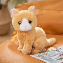 (26cm,yellow)Simulation Plush Cartoon Cats Sitting Cute Animal Toy Grey Yellow Black White Colors Kitten Doll Boys Girls Gift