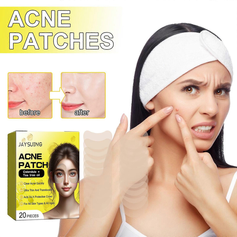 (1 box 60pcs) Hydrocolloid Acne Patch Pimple Patches Acne Patches Tea Tree Oil and Salicylic Acid Pimple Patch for Face Cheek, Forehead, and Chin