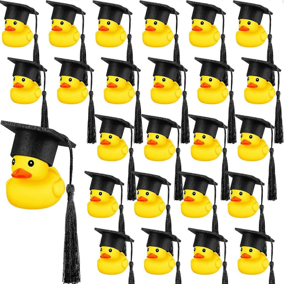 (12 Pcs) 12/24Pcs Graduation Rubber Ducks with Graduation Cap Mini Rubber Duckies Bulk Rubber for Graduation Party Graduation Gifts Party Favors Decoration