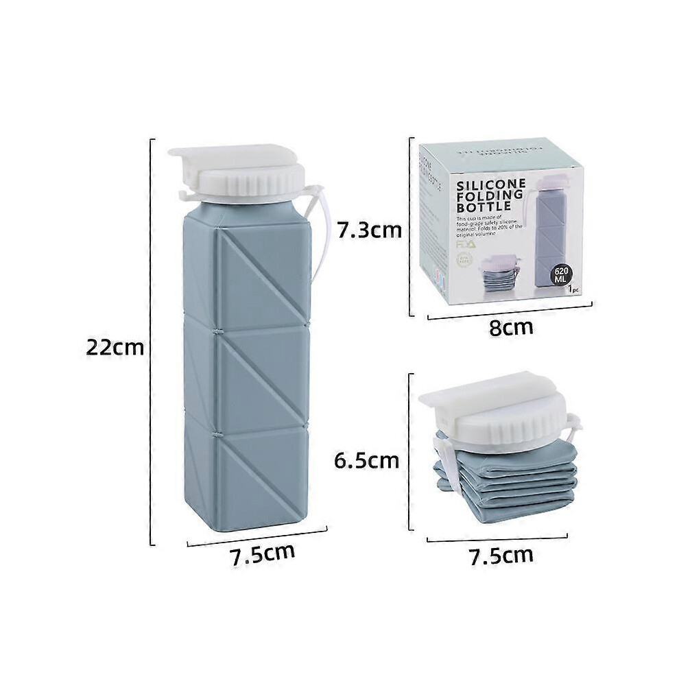 (Blue) Collapsible Water Bottles Leakproof Lid,Food-Grade BPA-Free Silicone Travel Bottles Foldable Water Bottle  for Travel Gym,Hiking,Sports,Camping,Biking