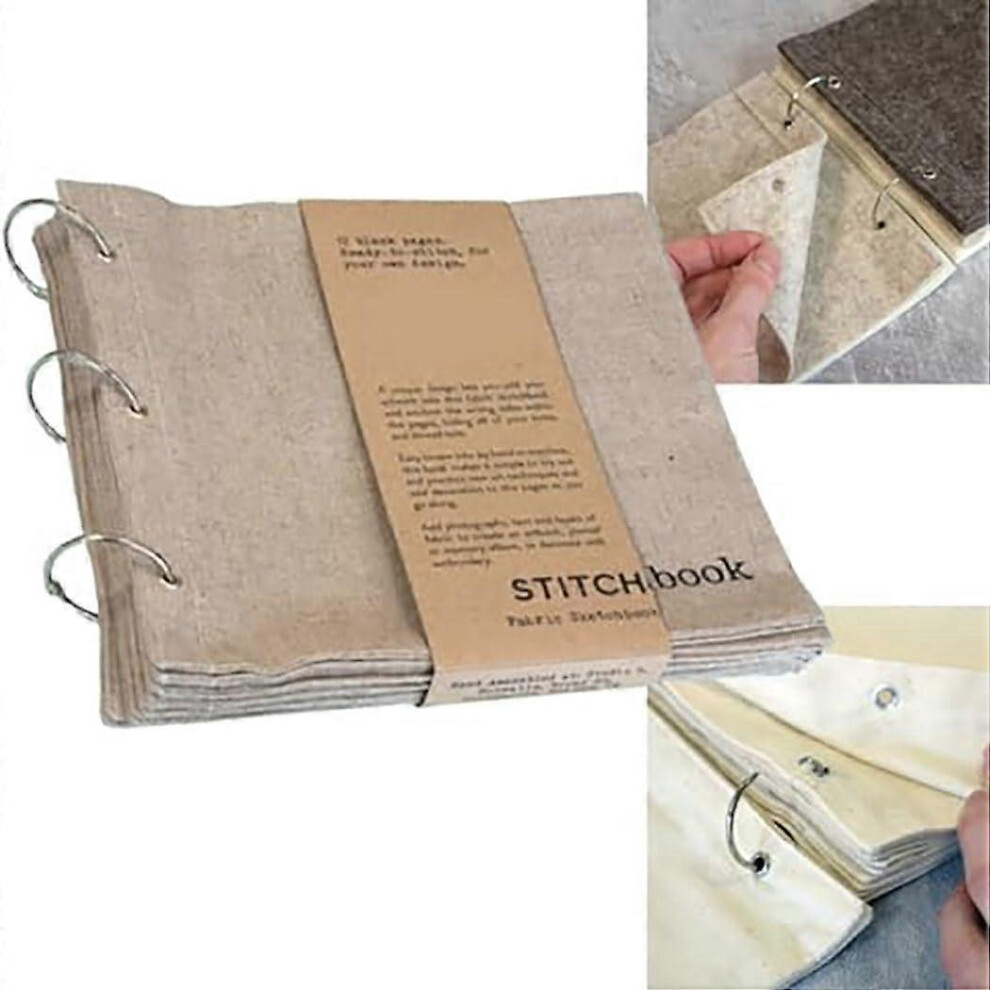 (B) Blank Fabric Sketchbook, with Unique Folding Design, Handy Portable Blank Fabric Sketchbook with Unique Folding Design, Art Journaling, for Linen Stit