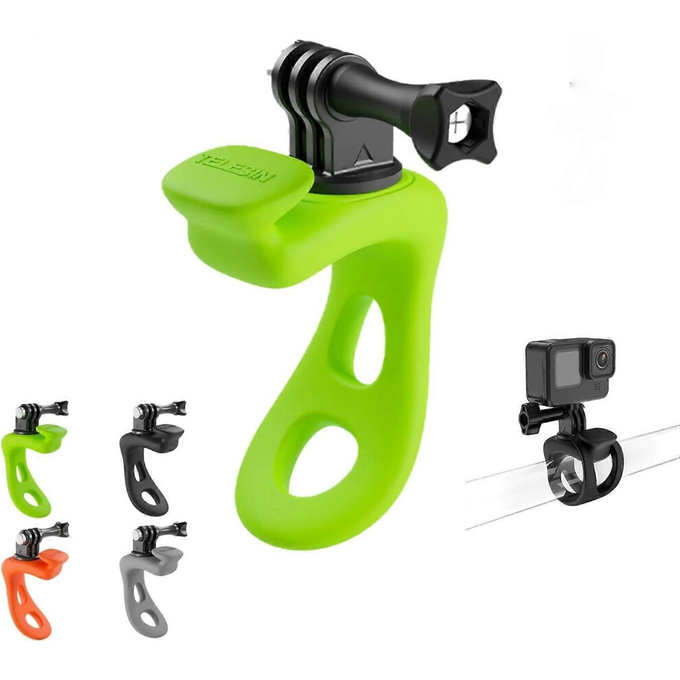 (Orange) Camera Stand Elastic Small Q Handlebar Mount,Flexible Silicone Band Versatile Wrap for GoPro, Insta360, DJI and Other Action Cameras