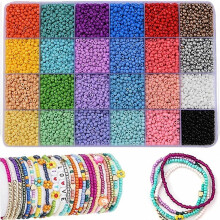 DIY Jewelry Glass Beads Kit 3500pcs 3mm 24 Mixed Colors Seed Beads for Crafts