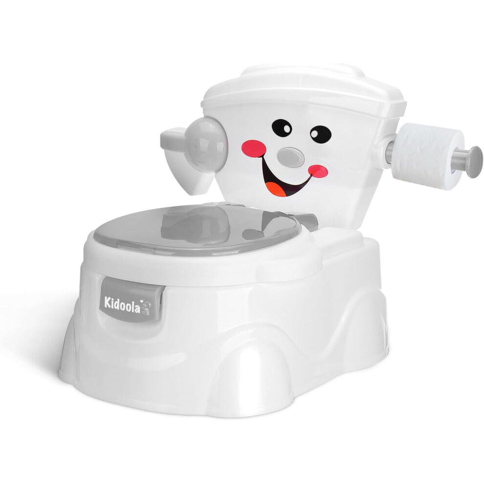 (Grey) KIDOOLA Potty Training Toilet Seat,Toilet Seat with Splash Guard,Fun Way to Improve Child's Development Portable, for Kids 6 Months to 5 Years