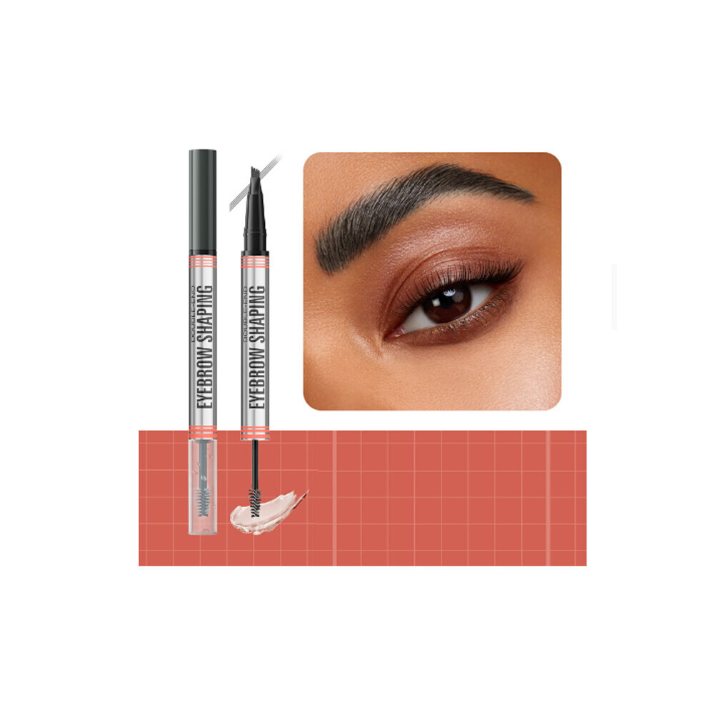 Grey (Grey) Hellokiss Dualended Liquid Eyebrow Pencil 2In1 Brows Setting Gel Waterproof