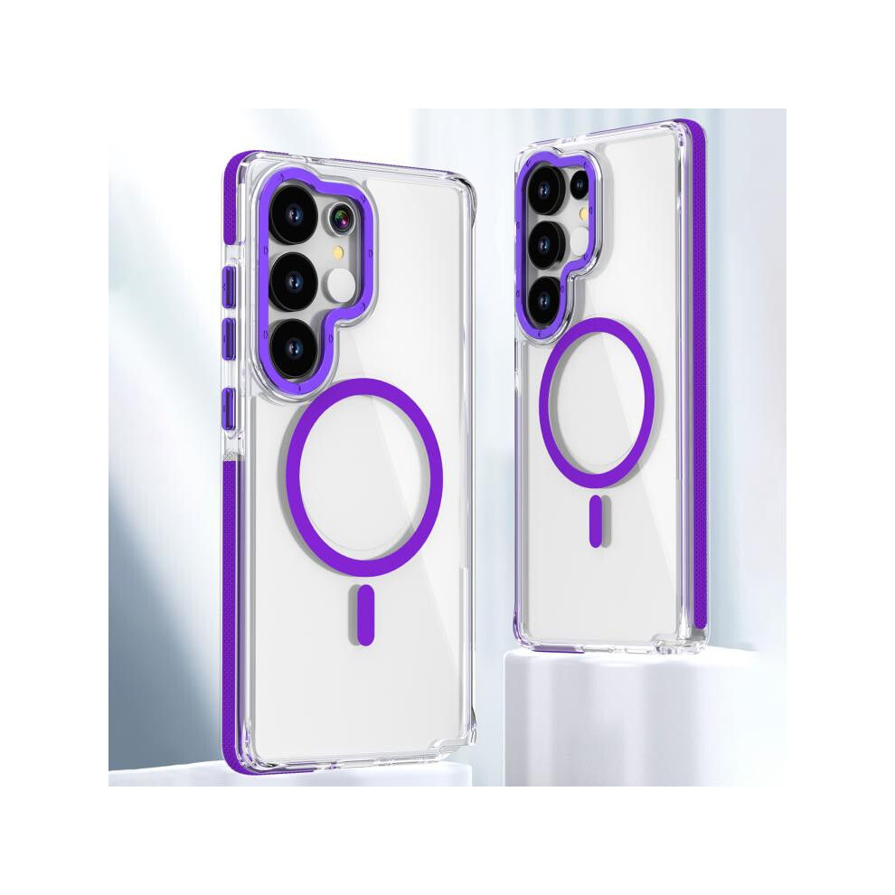 Photos - Case  Dual-Color Clear Acrylic Hybrid TPU MagSafe Samsung Galaxy Phone (Purple, For Samsung Galaxy S25 Ultra 5G)