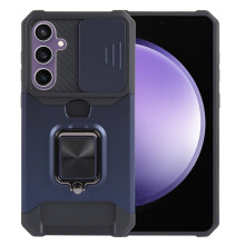 (Blue, For Samsung Galaxy S23 FE 5G) Camera Shield Card Slot PC+TPU Samsung Galaxy Phone Case