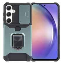 (Dark Green, For Samsung Galaxy A55) Camera Shield Card Slot PC+TPU Samsung Galaxy Phone Case