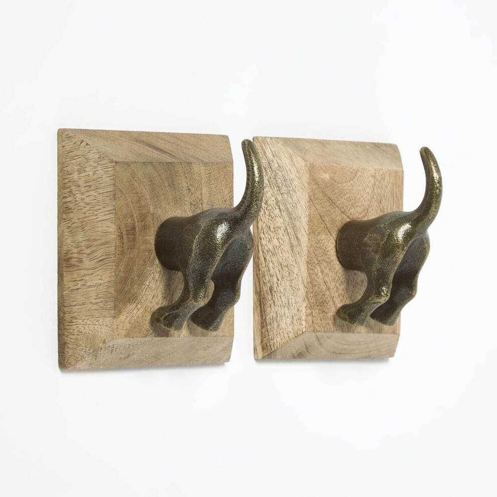 Homescapes Modern Dog Tail Coat Hooks, Set of 2