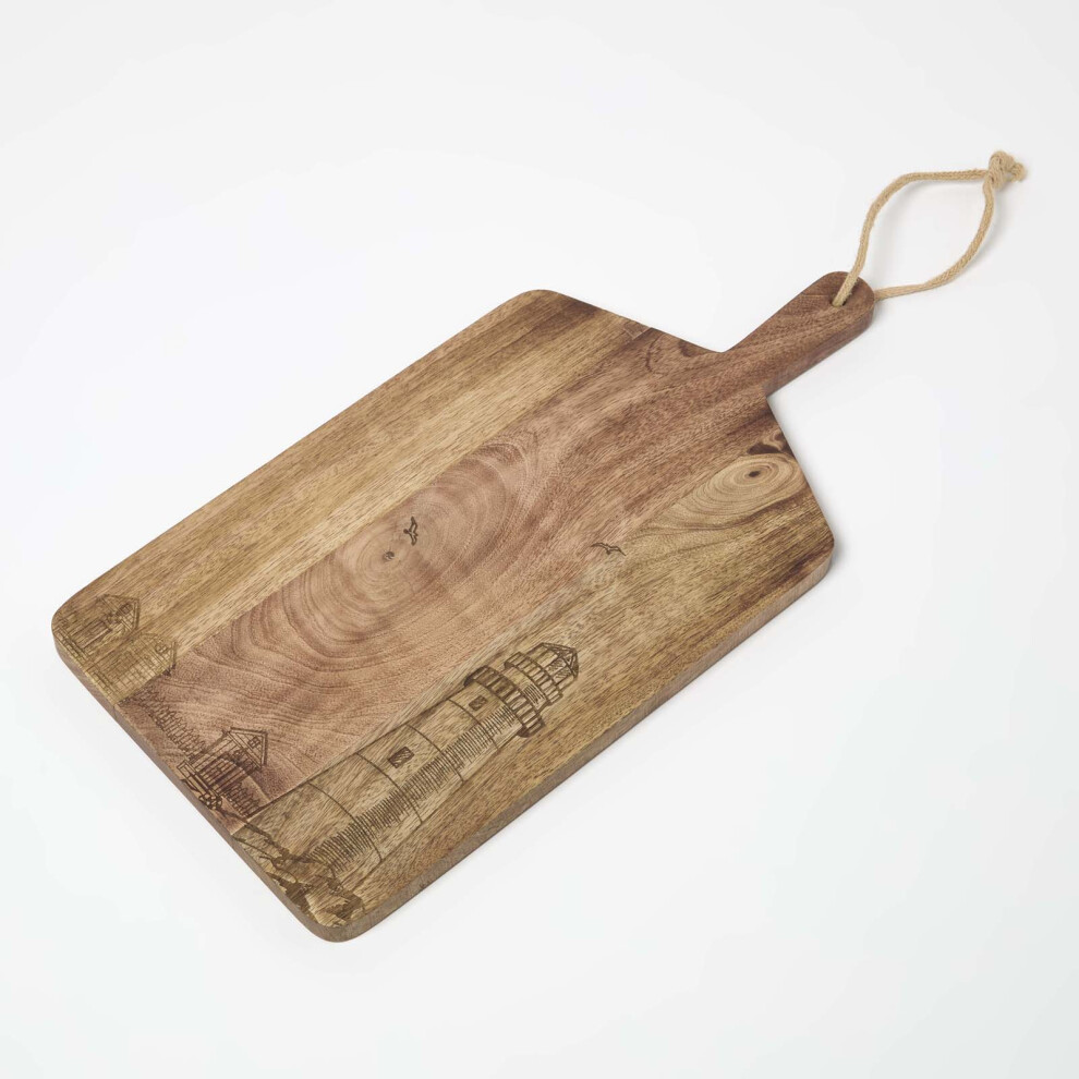 Homescapes Etched Beach Mango Wood Chopping Board-image-OPC-PGJ6NXV-NEW