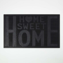 Homescapes Black Rubber Home Sweet Home Non-Slip Doormat