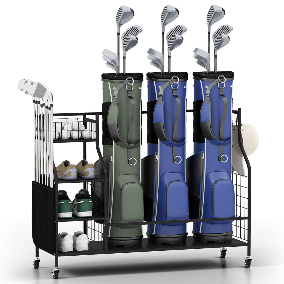Golf Bag Organizer 3 Golf Bag Stand Golf Cart With Lockable Wheels