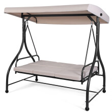 Patio Swing 3-Person Convertible Canopy Swing With Cushion Seats