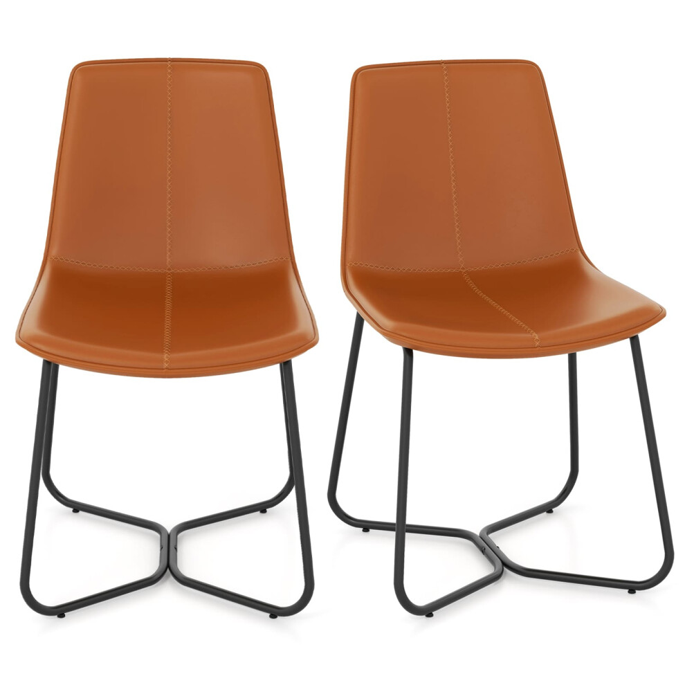 Casart Set Of 2 Upholstered Dining Chair Faux Leather Kitchen Side Chair