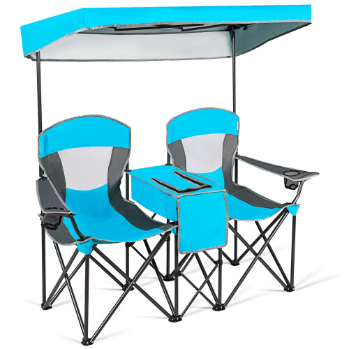 Casart Double Sunshade Folding Chairs Outdoor 2-person Chairs