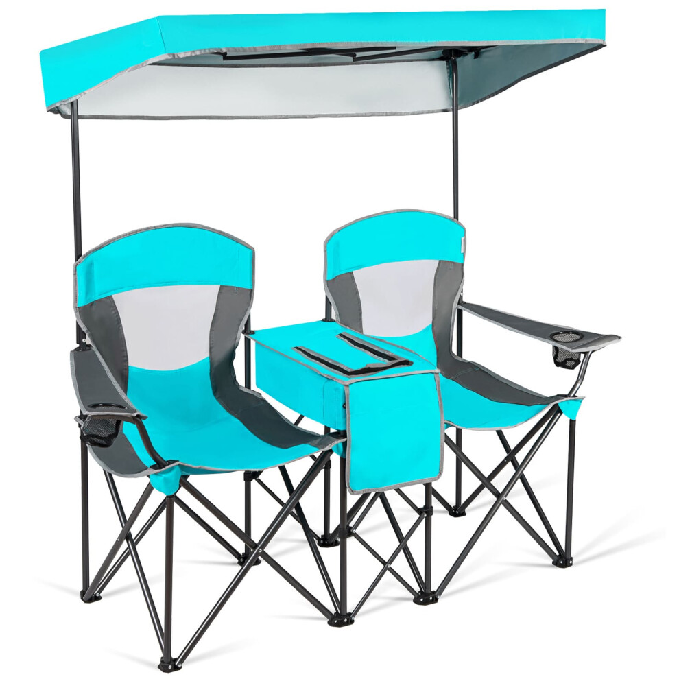 Double Sunshade Folding Chairs Outdoor 2-person Chairs