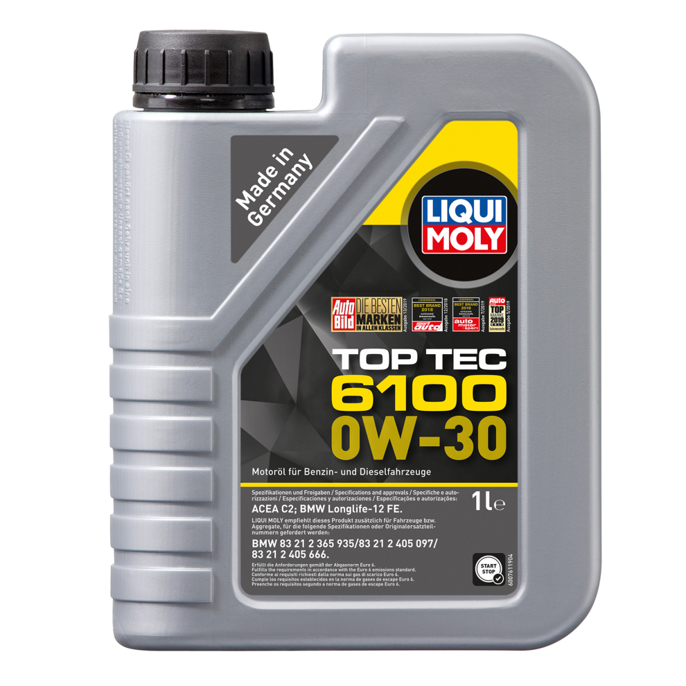 Liqui Moly Top Tec 6100 0W30 Fully Synthetic Engine Oil Acea C2 Api Sp 1L 4100420207778