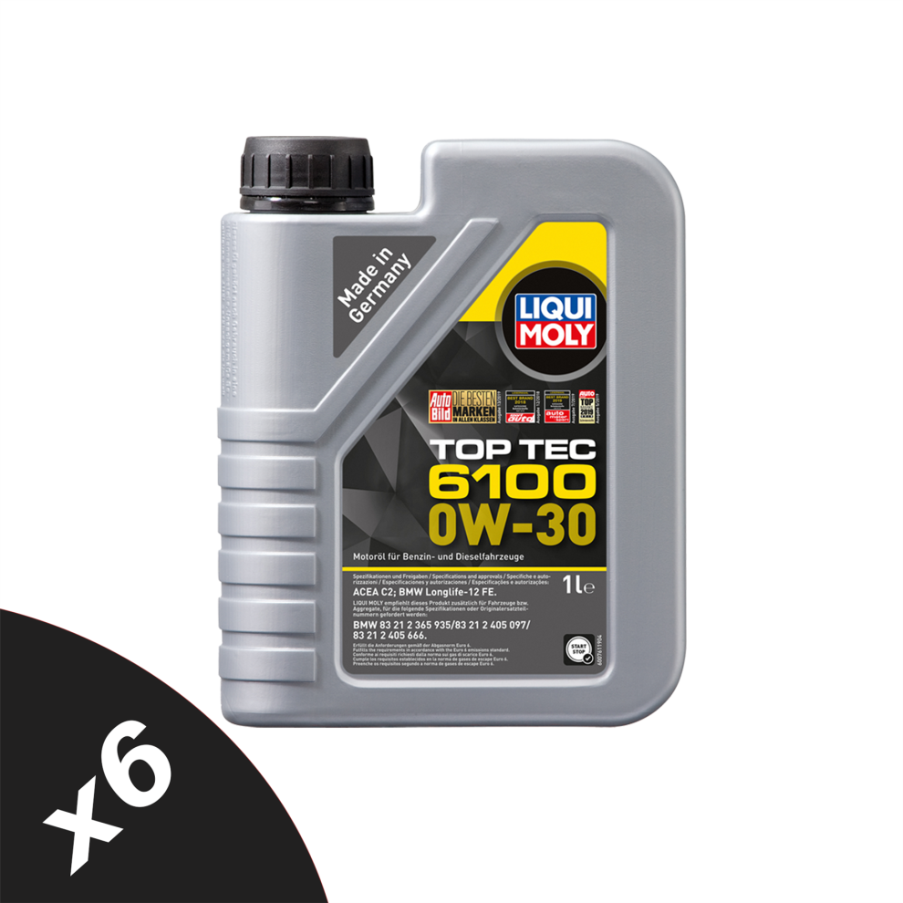 Liqui Moly Top Tec 6100 0W30 Fully Synthetic Engine Oil Acea C2 Api Sp 6X1l 5056820533728