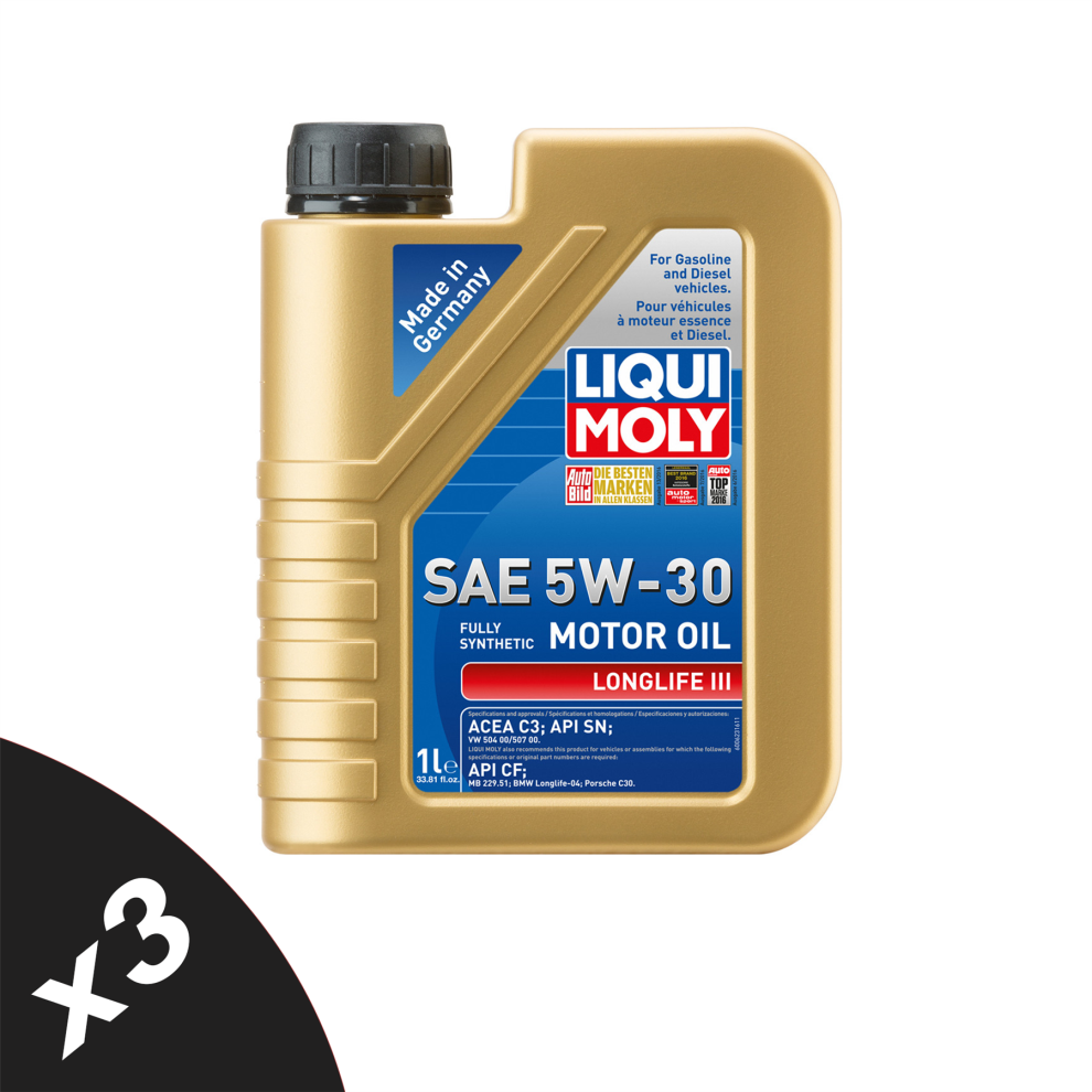 Liqui Moly Longlife Iii 5W30 Fully Synthetic Engine Oil Acea C3 Api Sn 3X1l 5056820532387