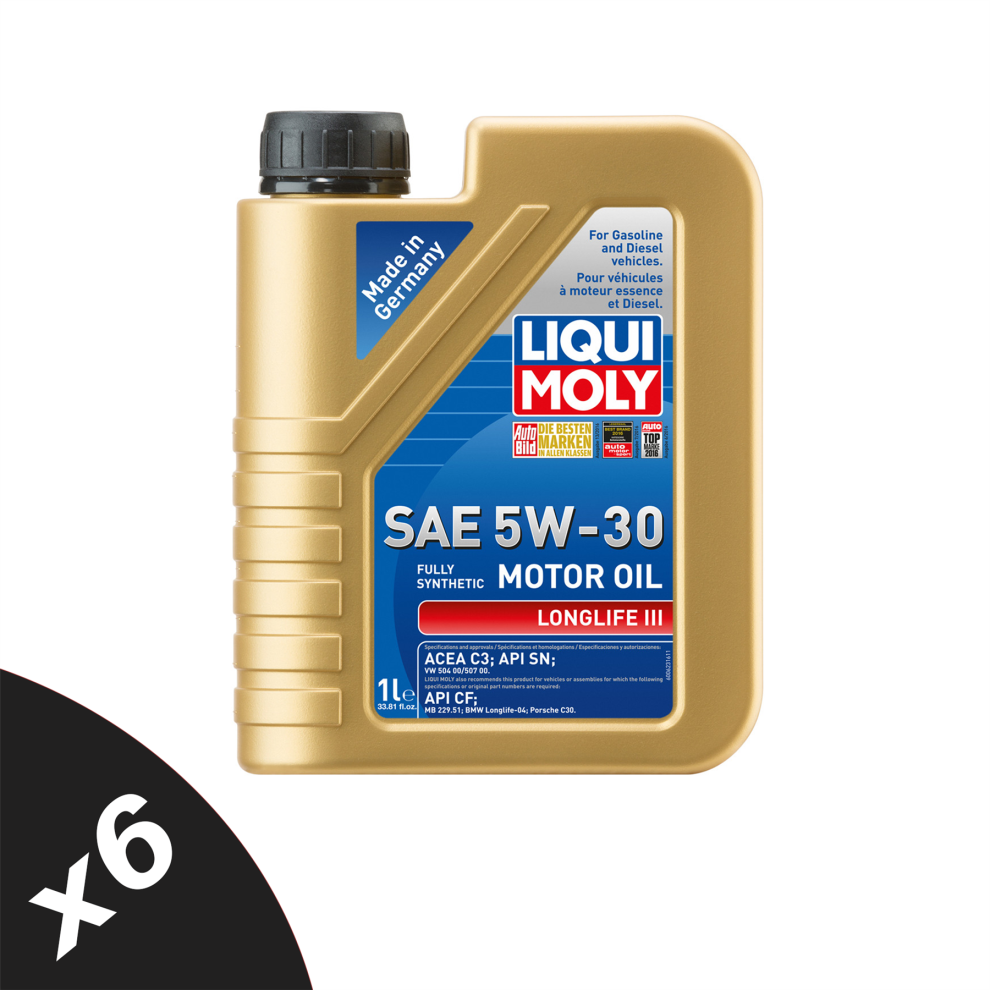 Liqui Moly Longlife Iii 5W30 Fully Synthetic Engine Oil Acea C3 Api Sn 6X1l 5056820532417