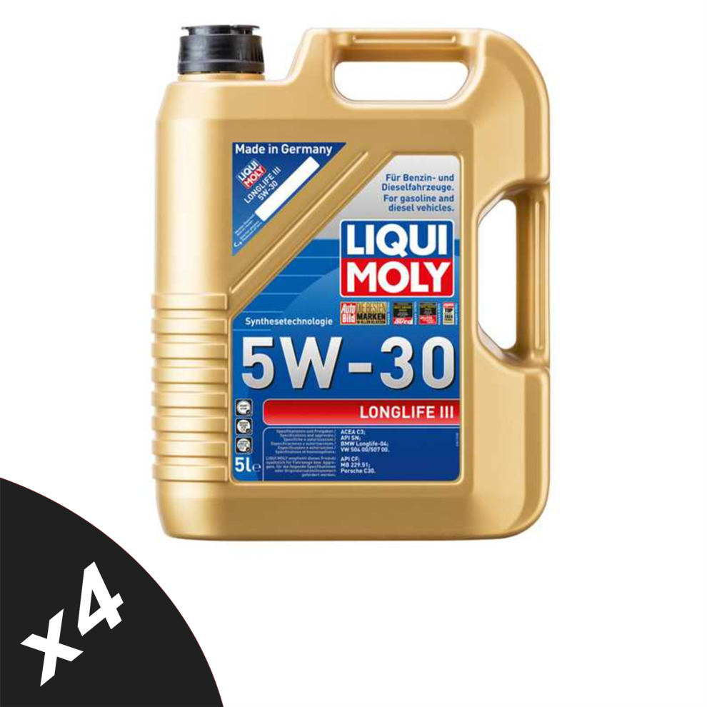 Liqui Moly Longlife Iii 5W30 Fully Synthetic Engine Oil Acea C3 Api Sn 4X5l 5056820532448