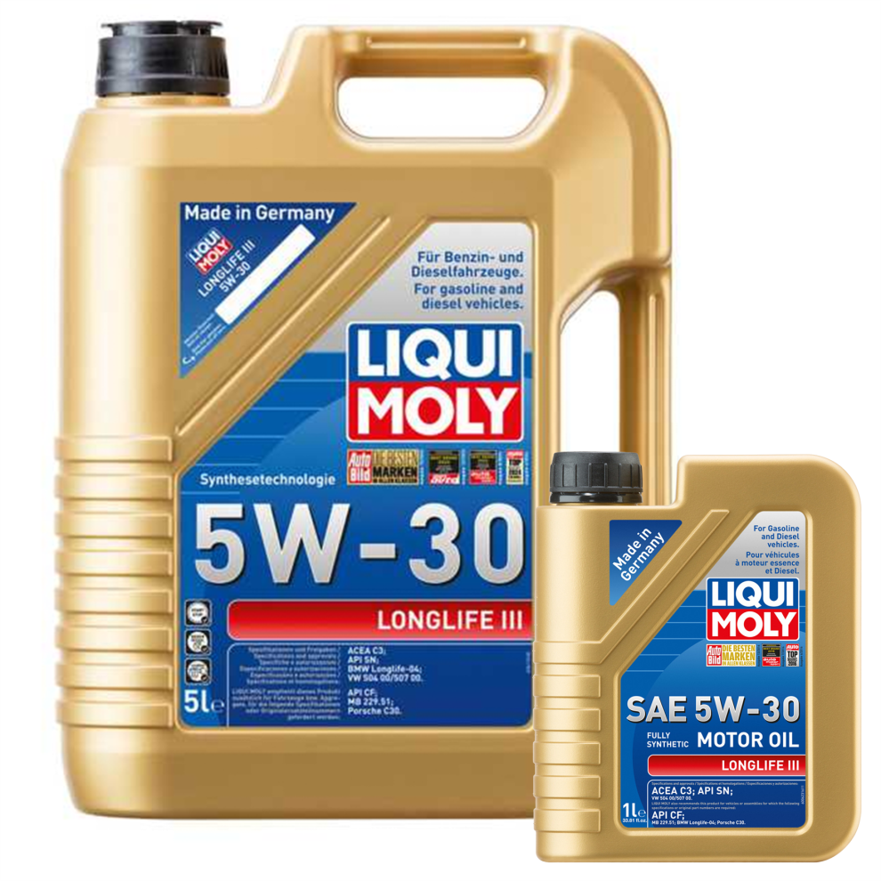 Liqui Moly Longlife Iii 5W30 Fully Synthetic Engine Oil Acea C3 Api Sn 6L 5056820532455
