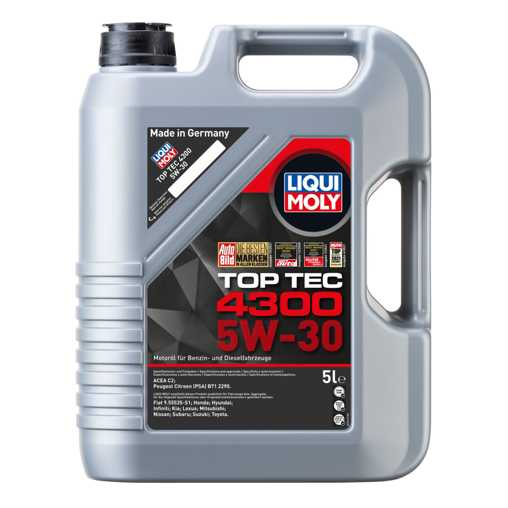 Liqui Moly 5W30 Fully Synthetic Engine Oil Top Tec 4300 Acea C2/C3 Api Sp 5L 4100420023248