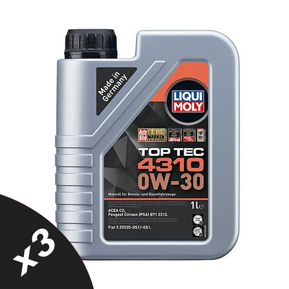 Liqui Moly Top Tec 4310 0W-30 Semi Synthetic Engine Oil Acea C2 3X1l 5056820569048