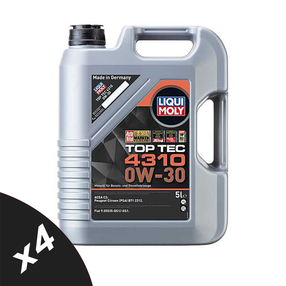 Liqui Moly Top Tec 4310 0W-30 Semi Synthetic Engine Oil Acea C2 4X5l 5056820569109